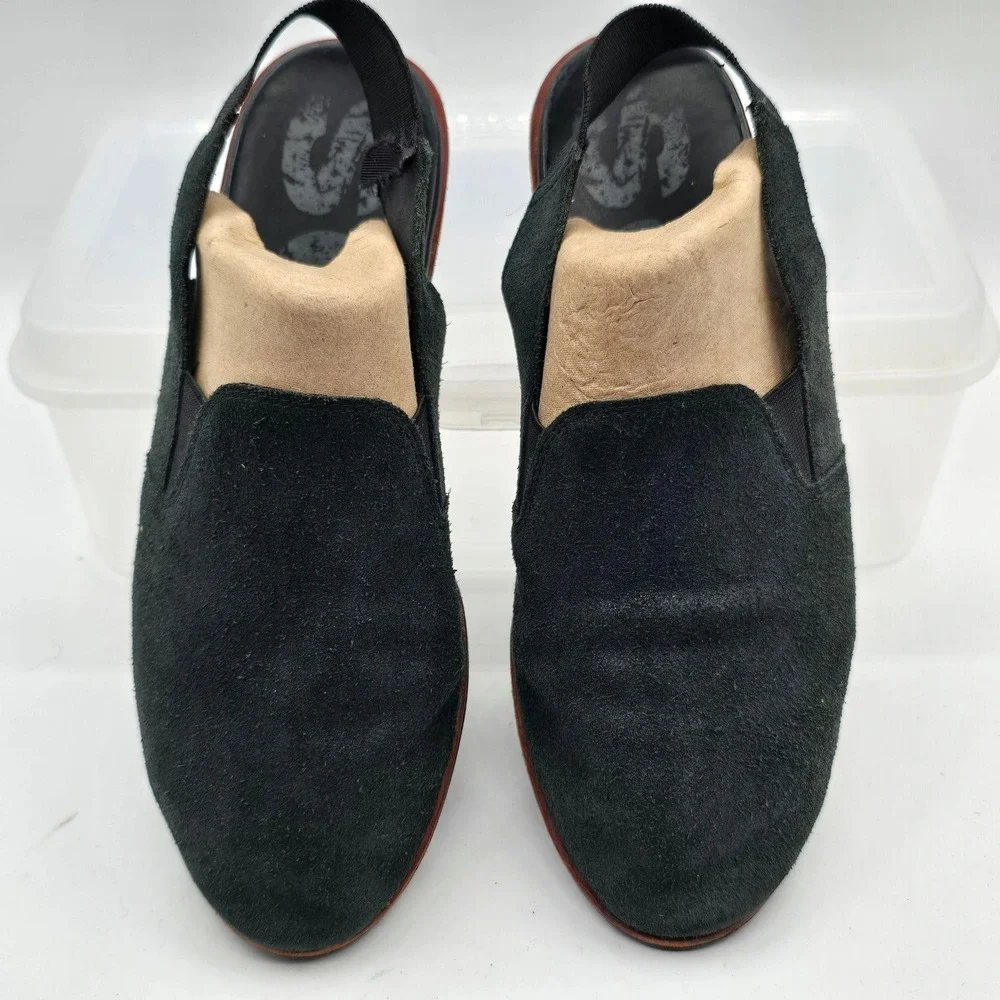 Sorel Sandals Womens Size 10 Black Suede Slingback Strappy Damage Shoes